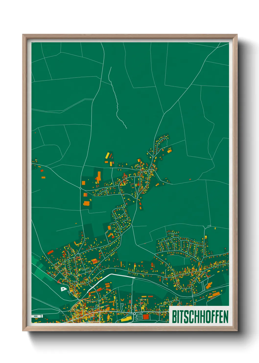 Une affiche de carte sur Bitschhoffen