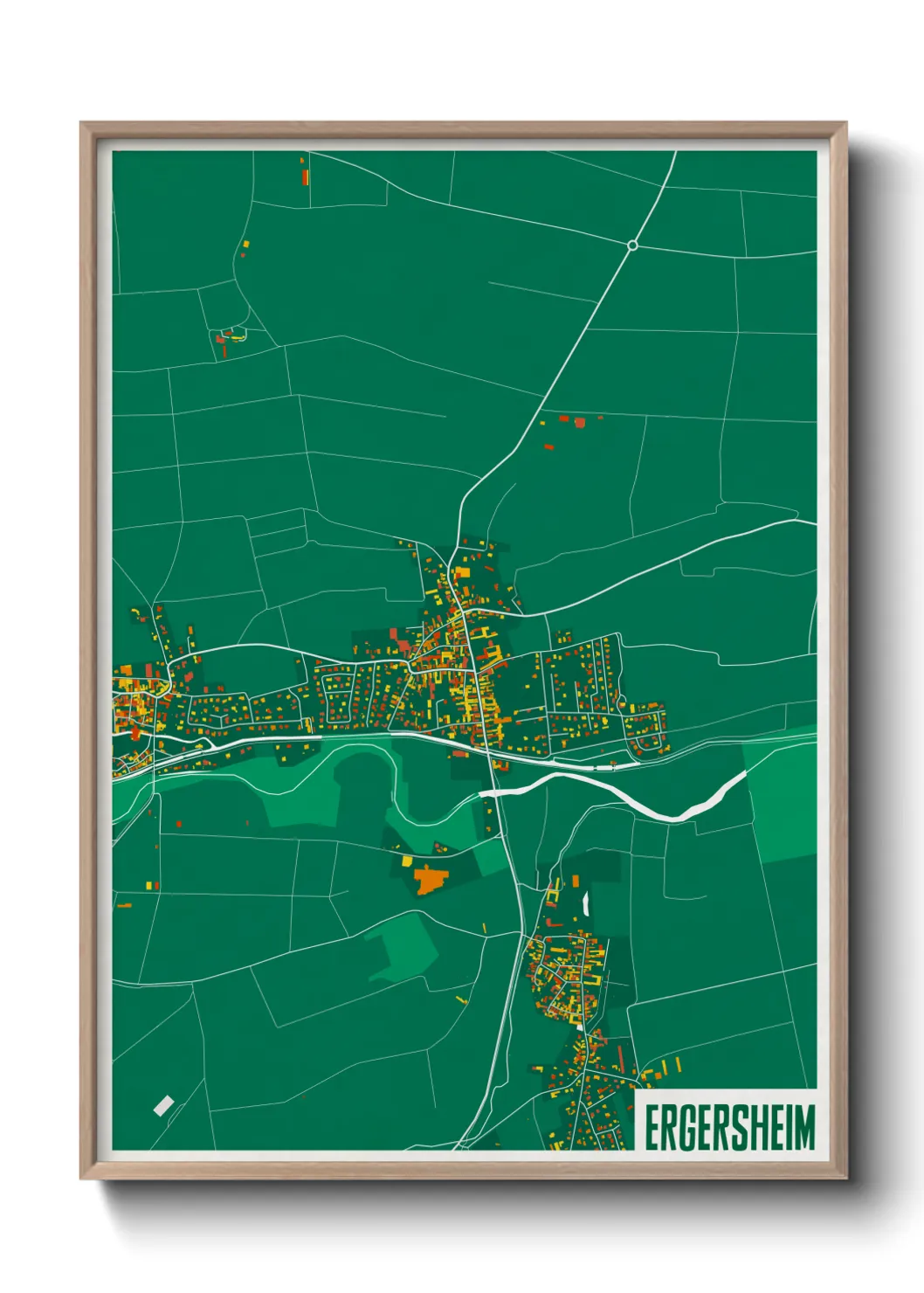 Une affiche de carte sur Ergersheim