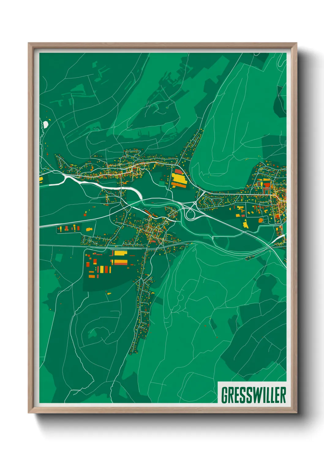 Une affiche de carte sur Gresswiller