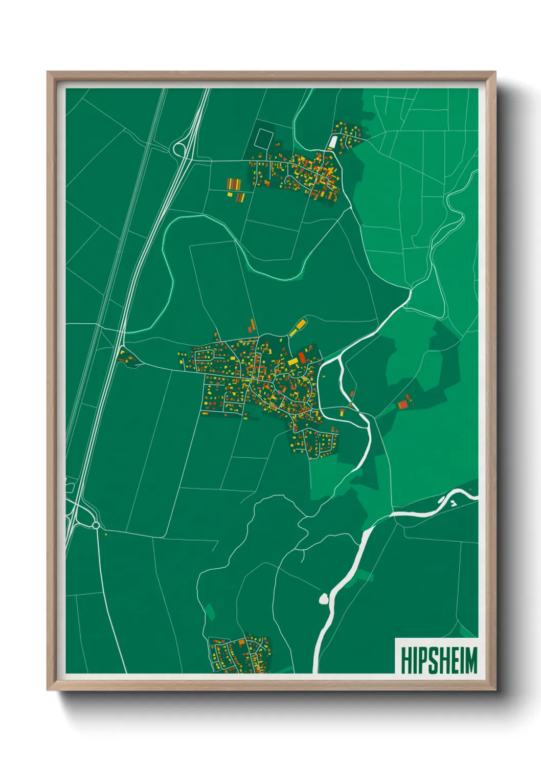 Une affiche de carte sur Hipsheim