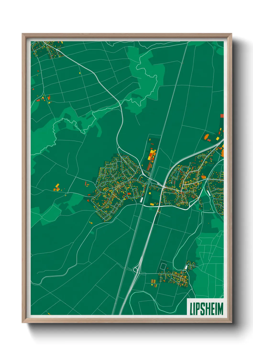 Une affiche de carte sur Lipsheim