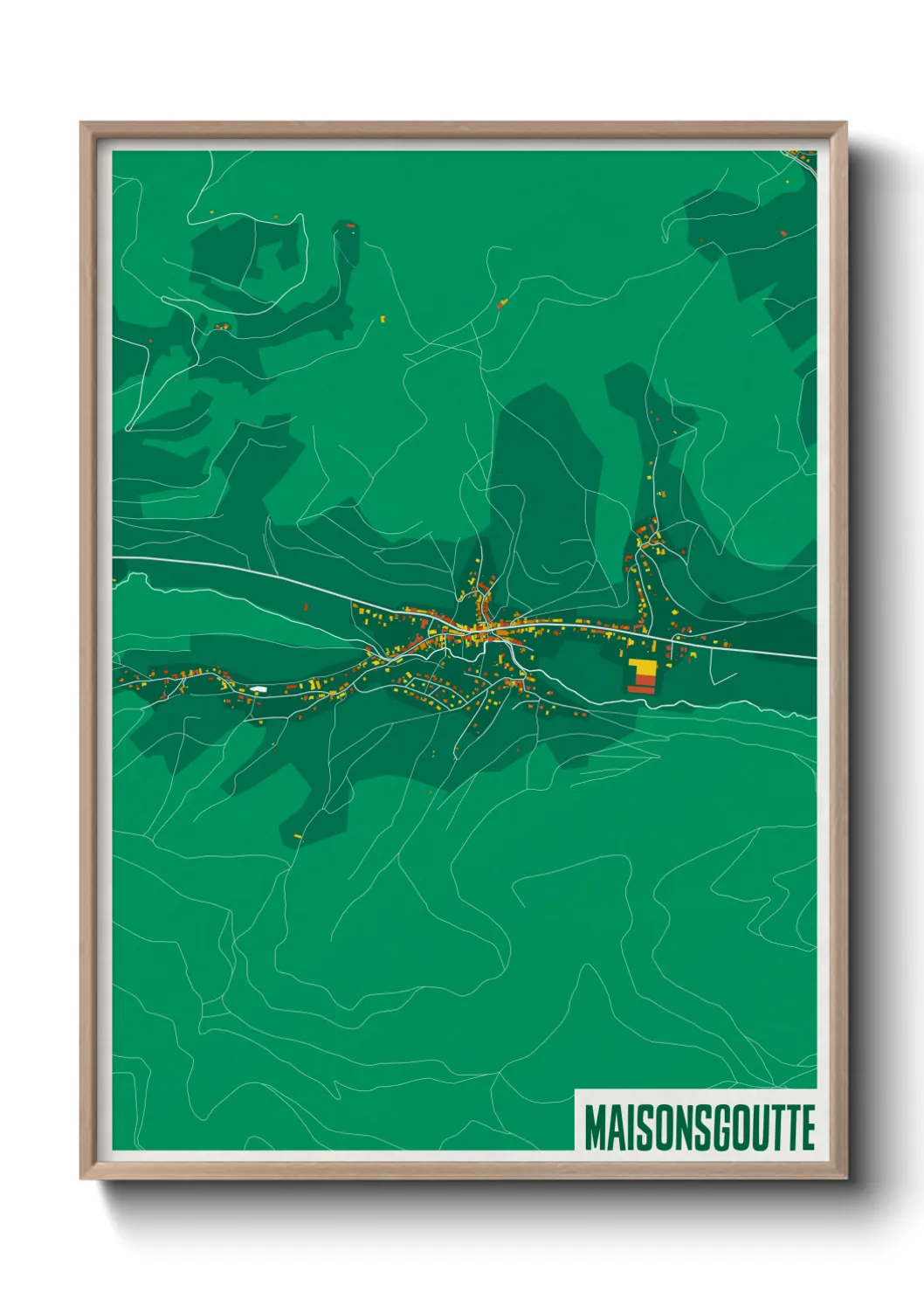 Une affiche de carte sur Maisonsgoutte