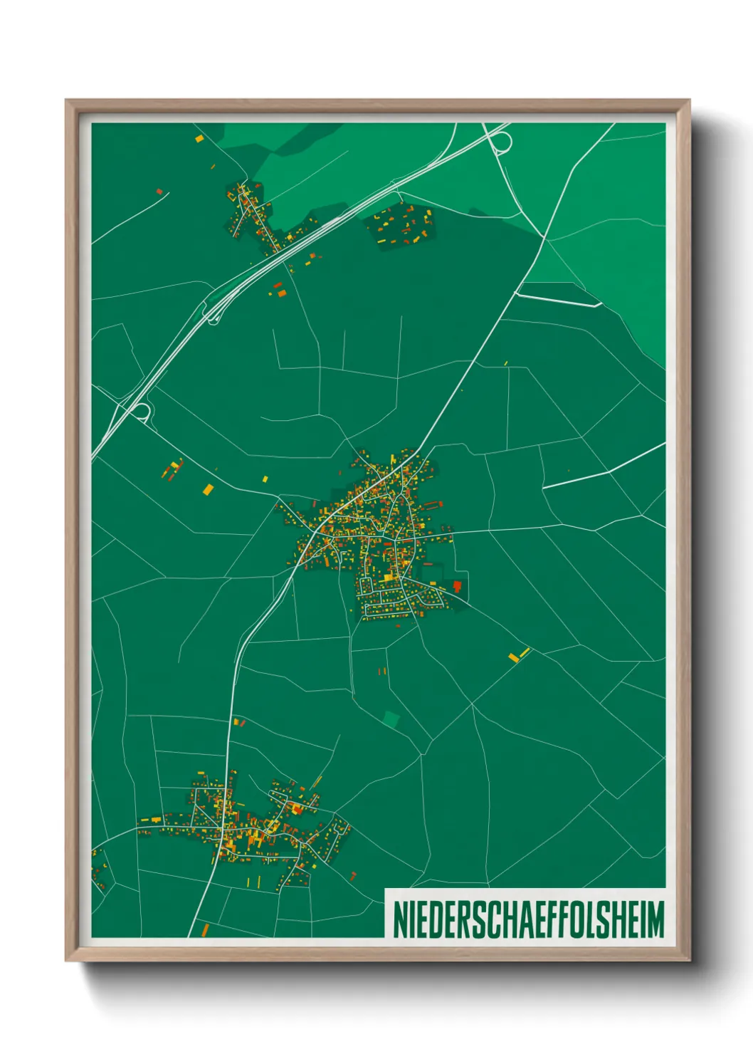 Une affiche de carte sur Niederschaeffolsheim