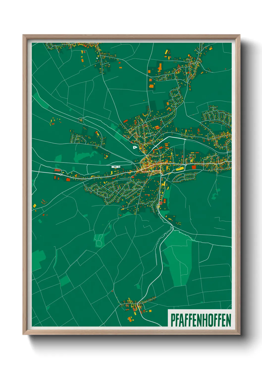 Une affiche de carte sur Pfaffenhoffen