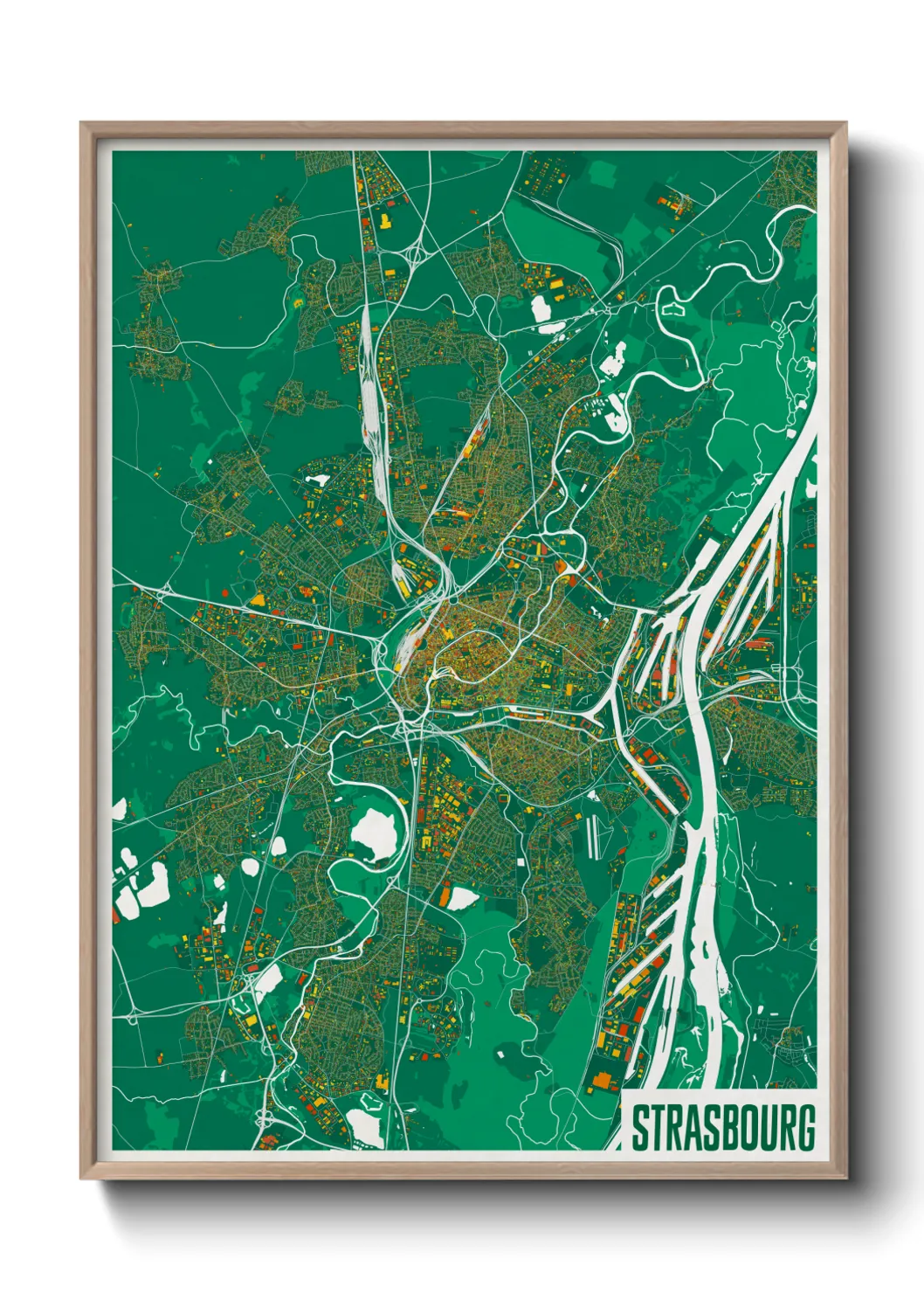 Une affiche de carte sur Strasbourg