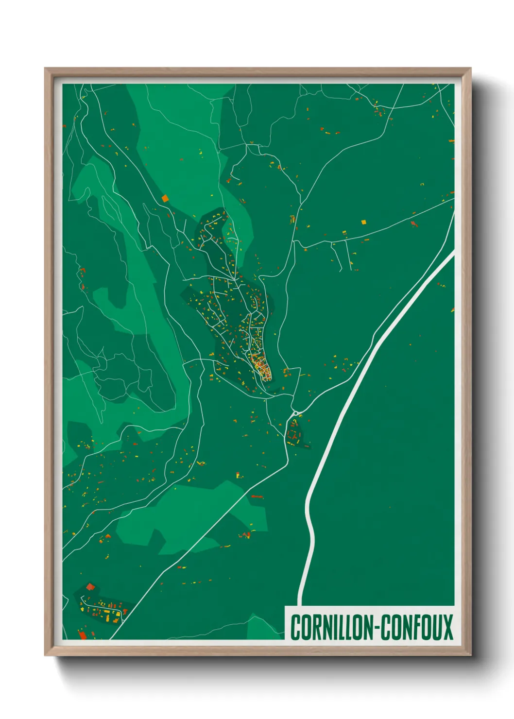 Une affiche de carte sur Cornillon-Confoux