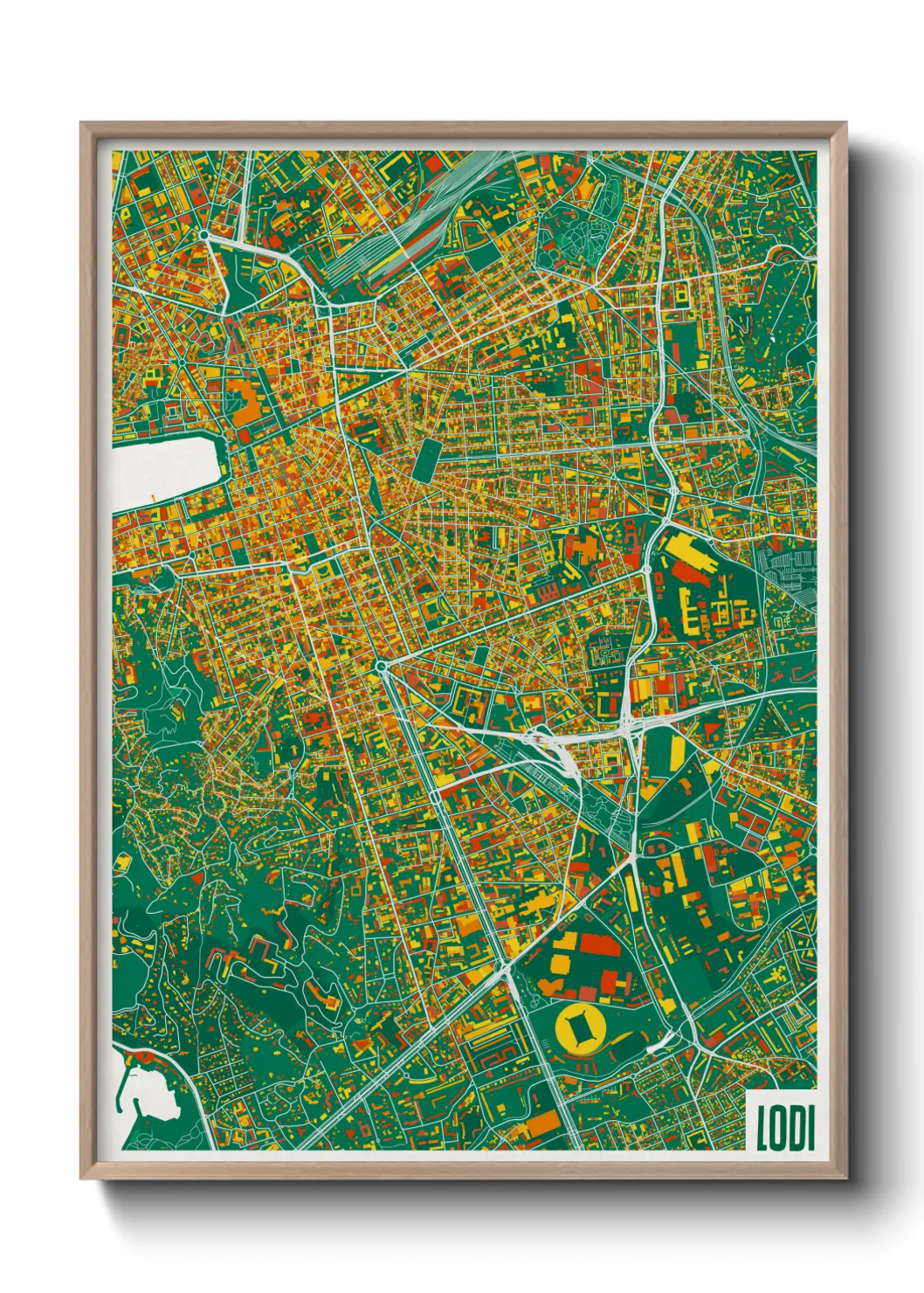 Une affiche de carte sur Lodi