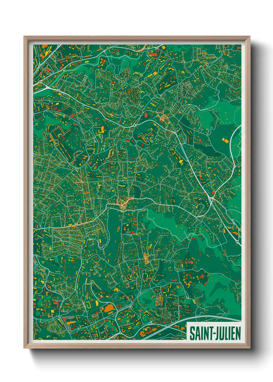 Une affiche de carte sur Saint-Julien