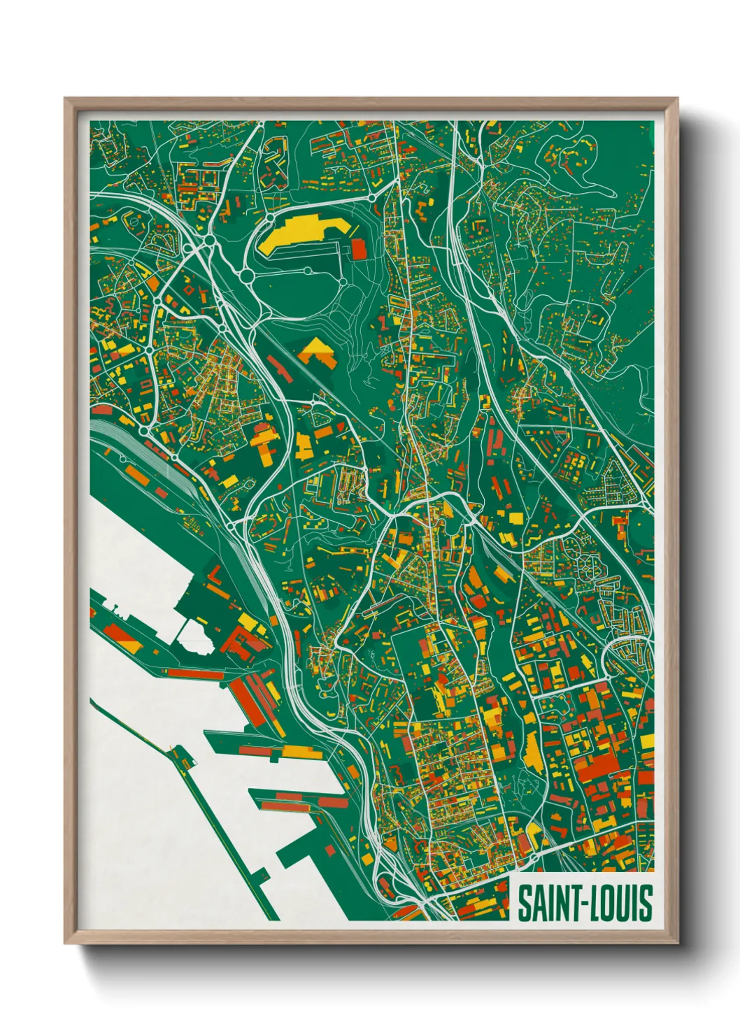 Une affiche de carte sur Saint-Louis