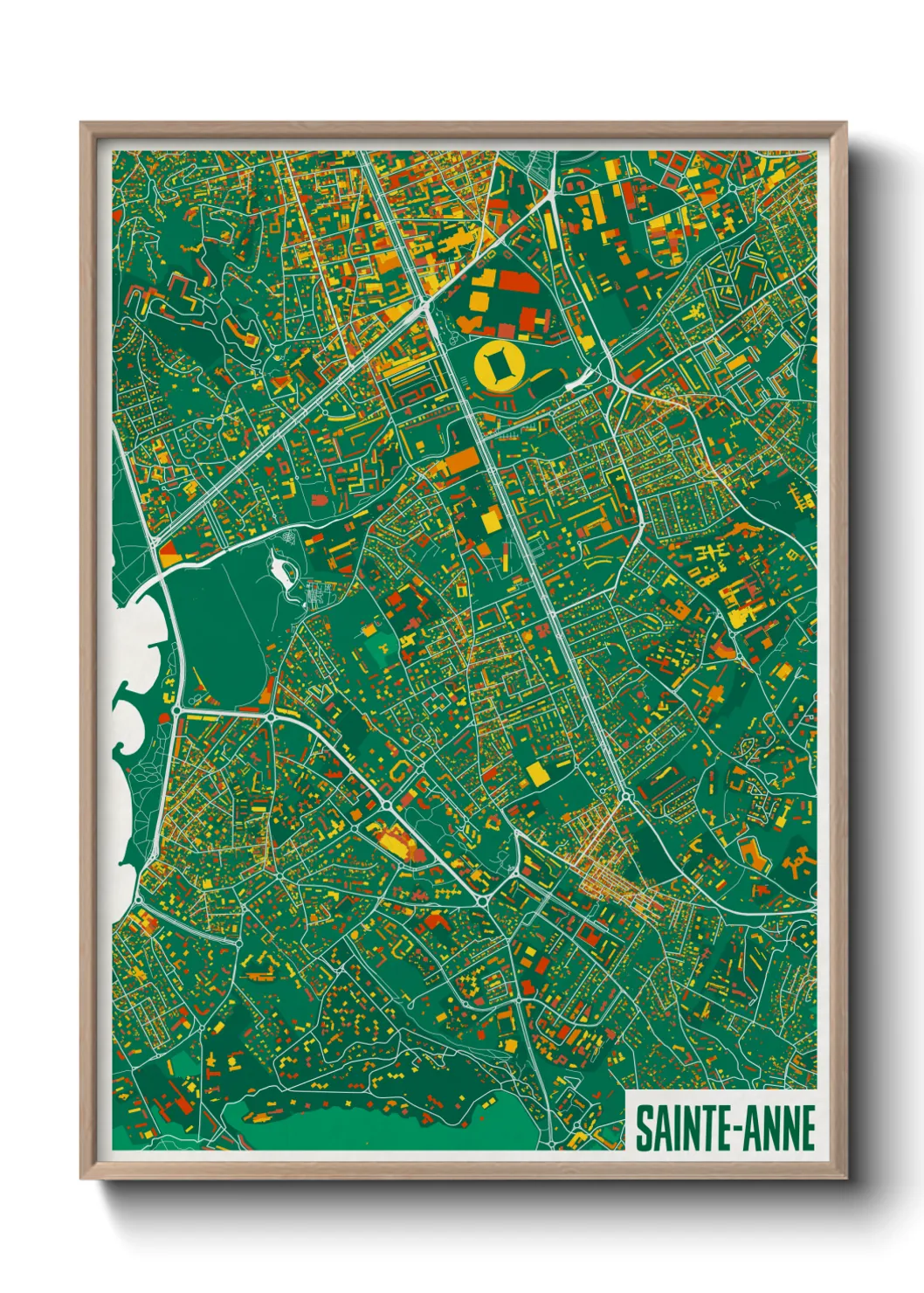 Une affiche de carte sur Sainte-Anne