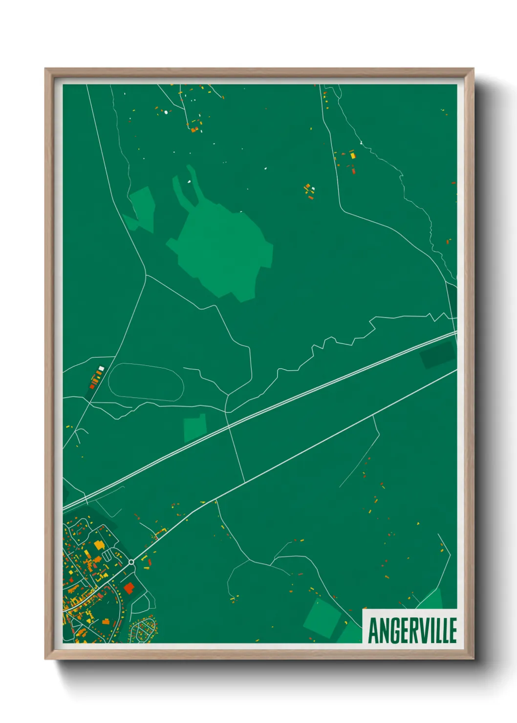 Une affiche de carte sur Angerville