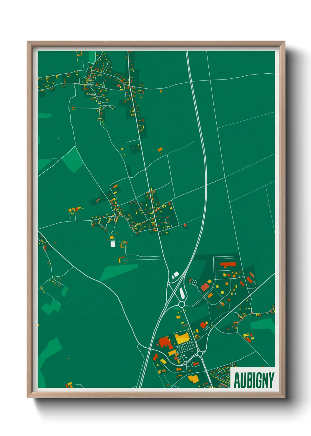 Une affiche de carte sur Aubigny