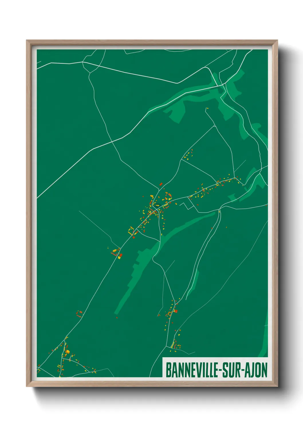 Une affiche de carte sur Banneville-sur-Ajon