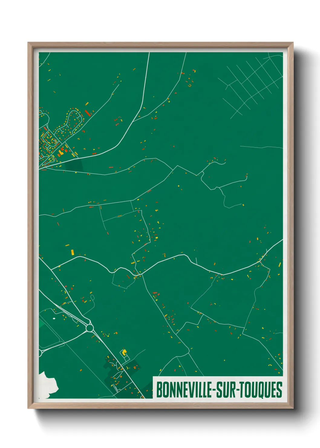Une affiche de carte sur Bonneville-sur-Touques