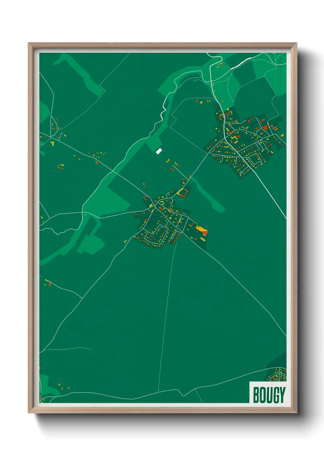 Une affiche de carte sur Bougy