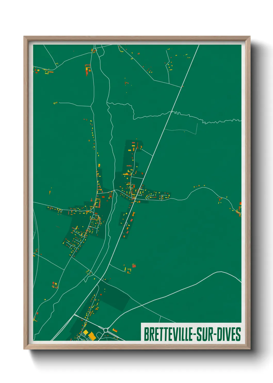 Une affiche de carte sur Bretteville-sur-Dives