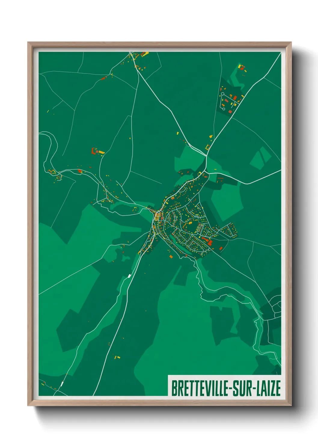 Une affiche de carte sur Bretteville-sur-Laize