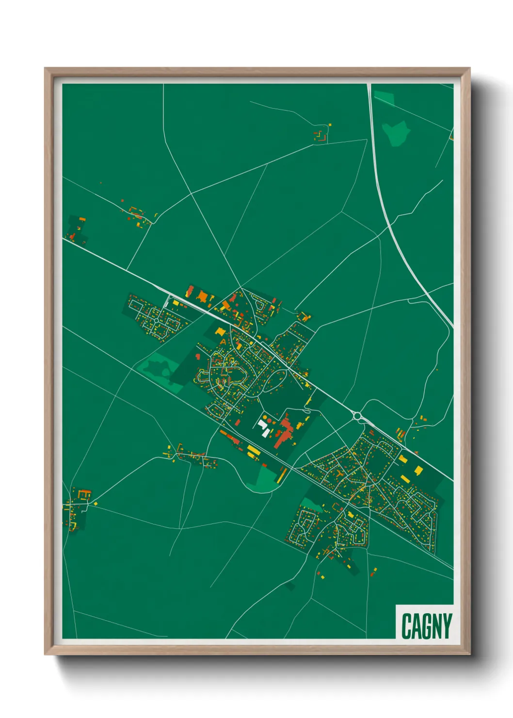 Une affiche de carte sur Cagny