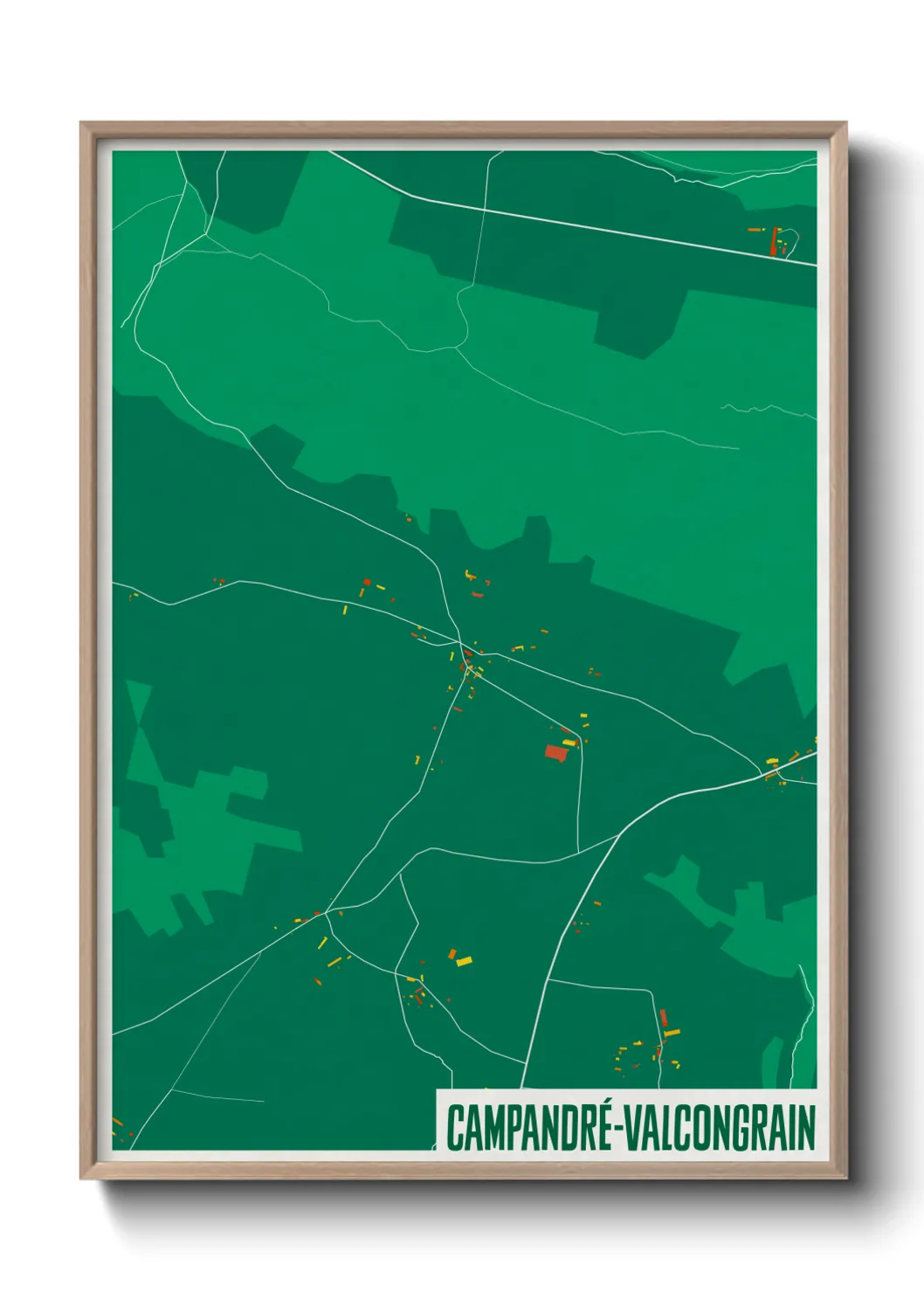 Une affiche de carte sur Campandré-Valcongrain
