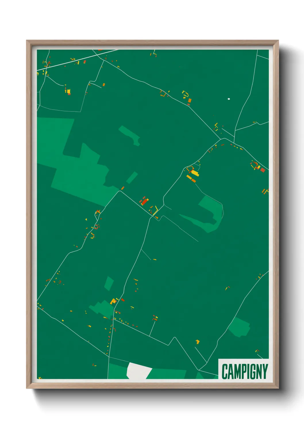 Une affiche de carte sur Campigny