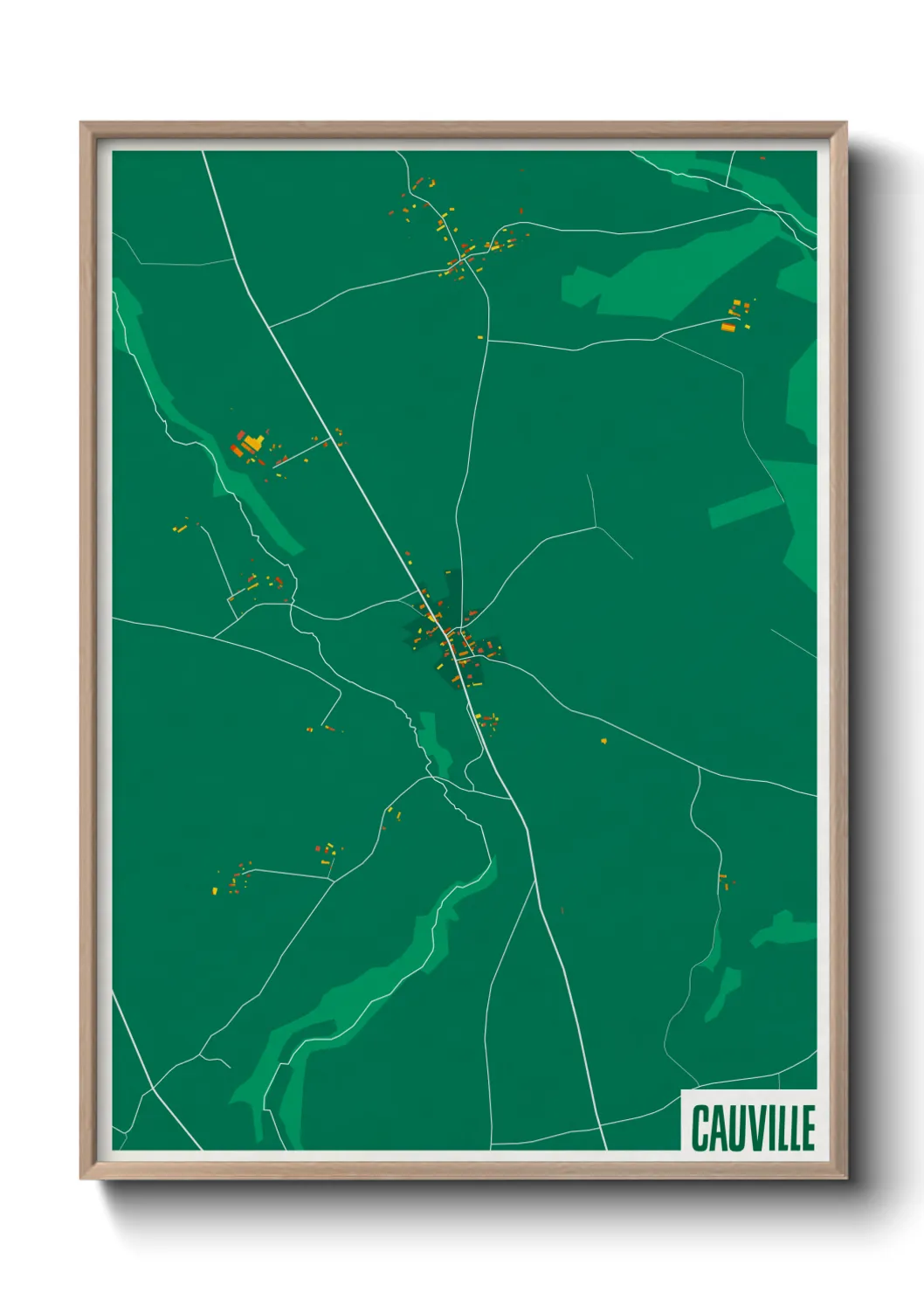 Une affiche de carte sur Cauville
