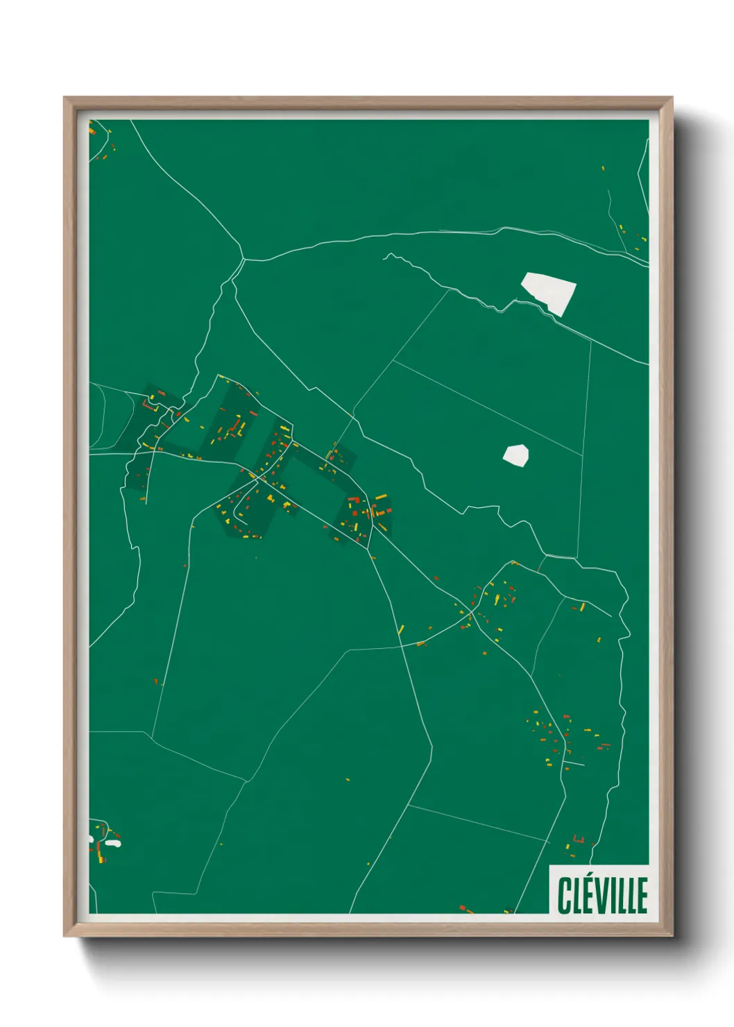 Une affiche de carte sur Cléville