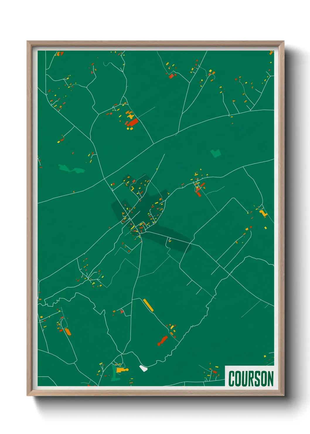 Une affiche de carte sur Courson