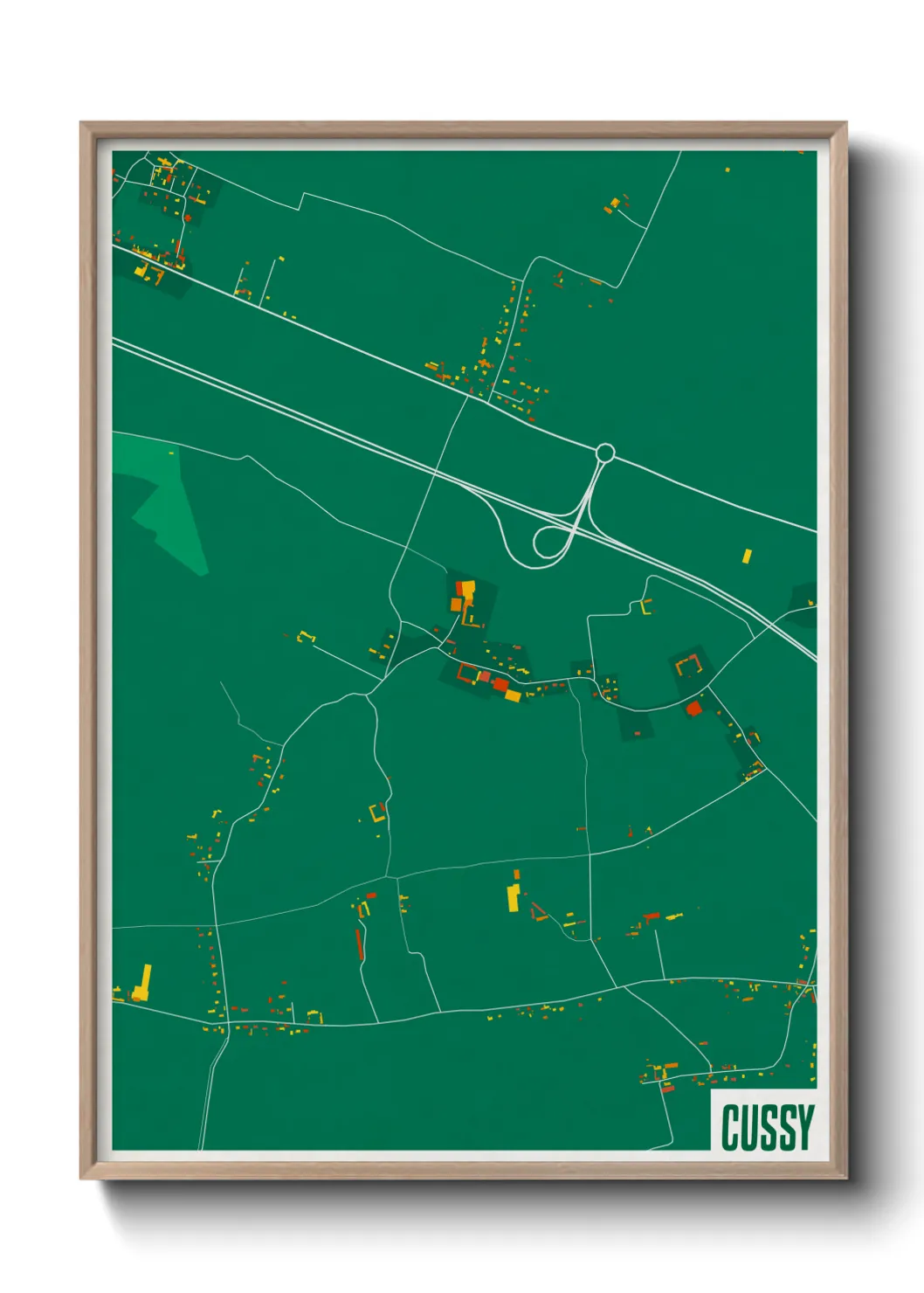 Une affiche de carte sur Cussy