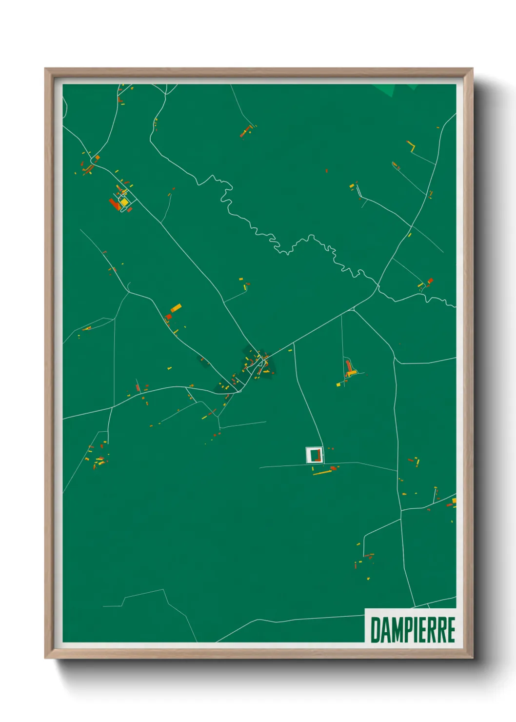 Une affiche de carte sur Dampierre