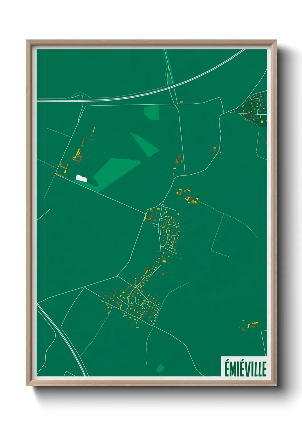 Une affiche de carte sur Émiéville