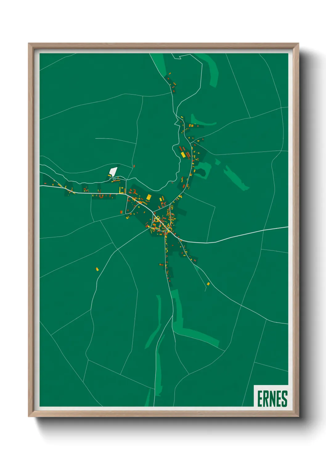 Une affiche de carte sur Ernes
