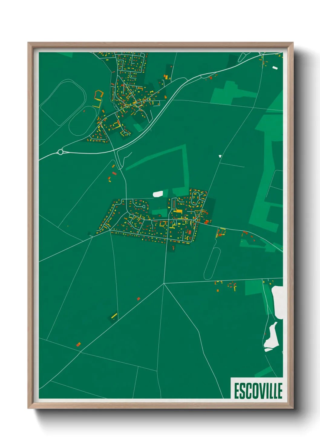 Une affiche de carte sur Escoville