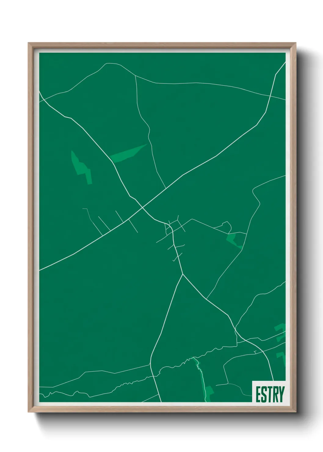 Une affiche de carte sur Estry