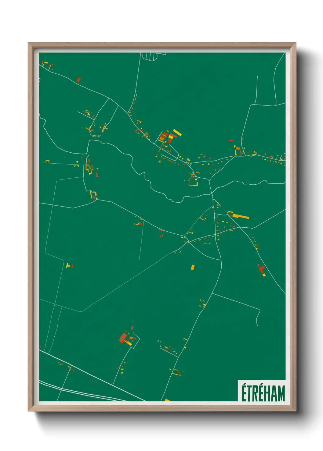 Une affiche de carte sur Étréham