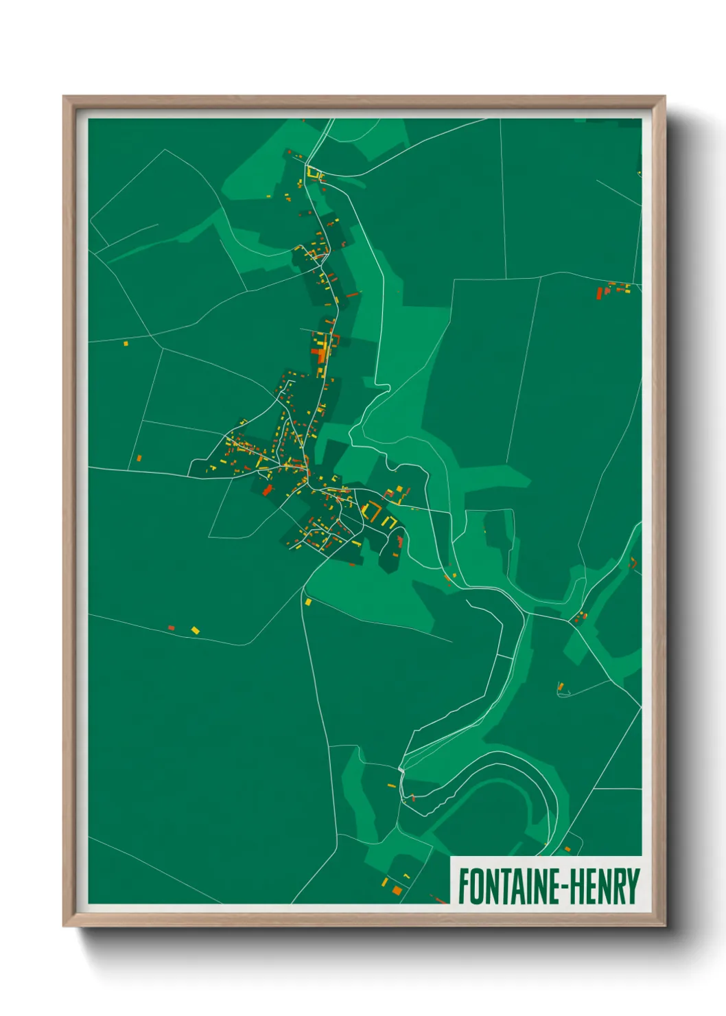 Une affiche de carte sur Fontaine-Henry