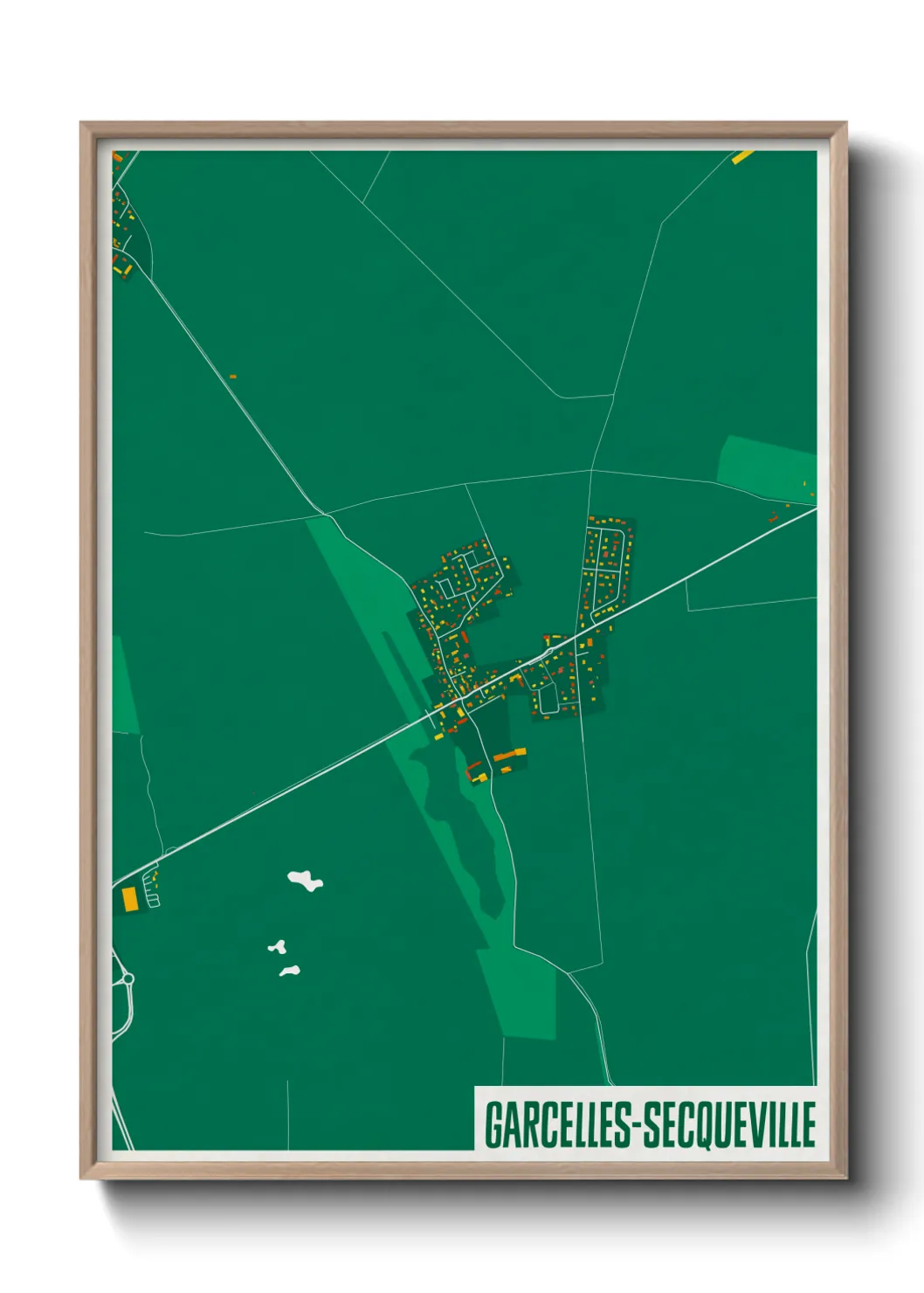 Une affiche de carte sur Garcelles-Secqueville