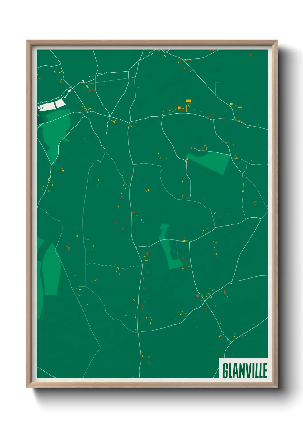 Une affiche de carte sur Glanville
