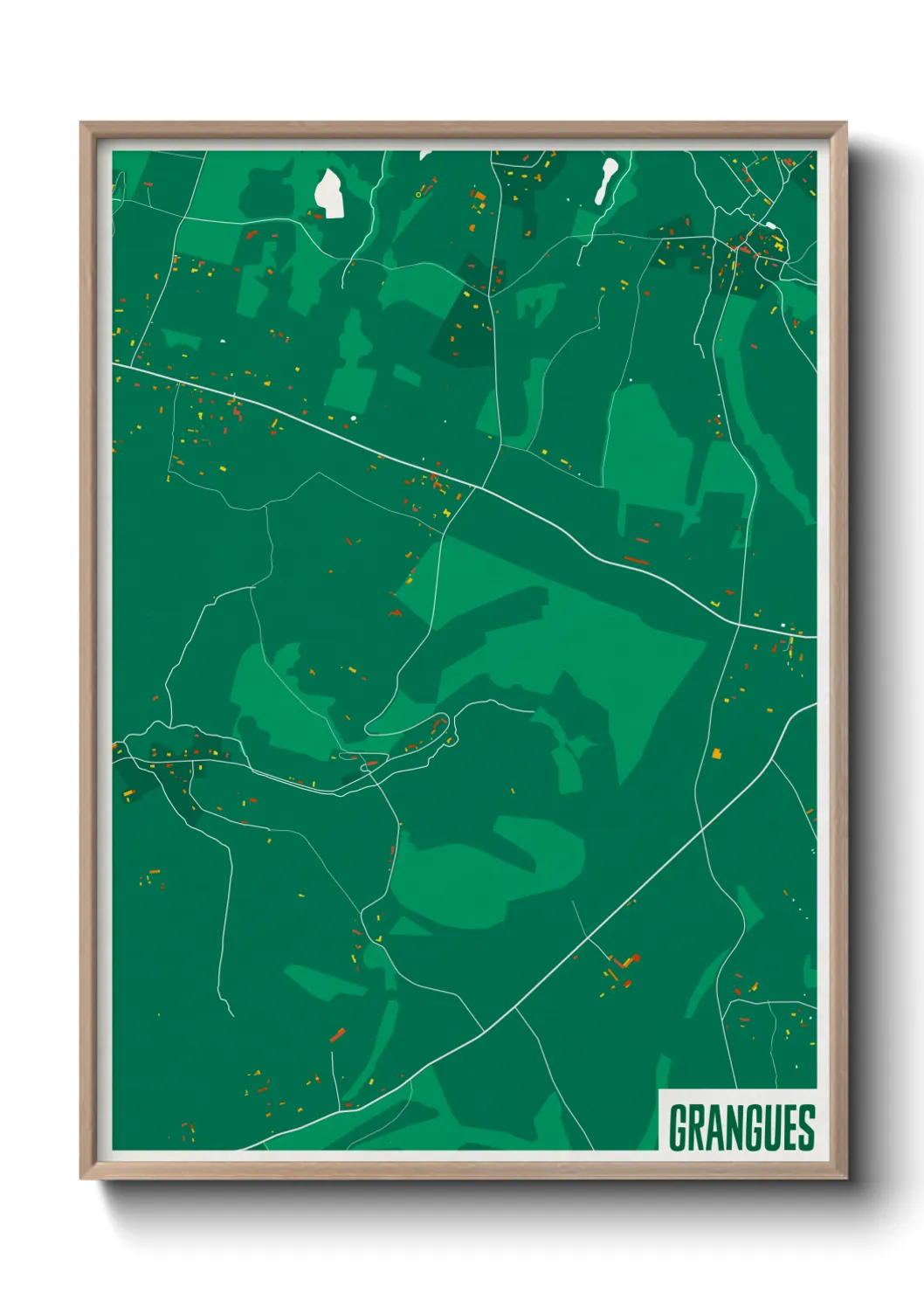 Une affiche de carte sur Grangues