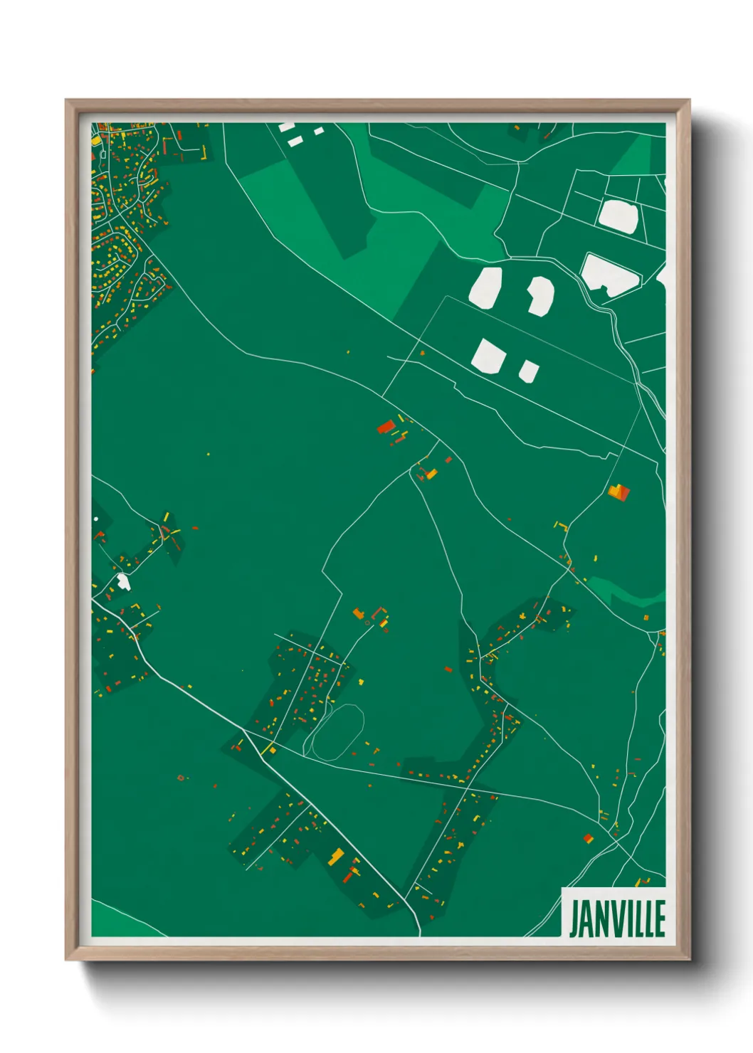 Une affiche de carte sur Janville