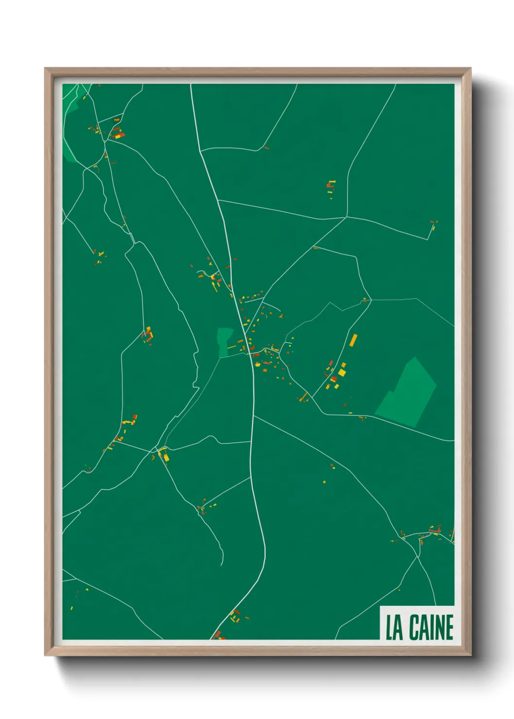 Une affiche de carte sur La Caine