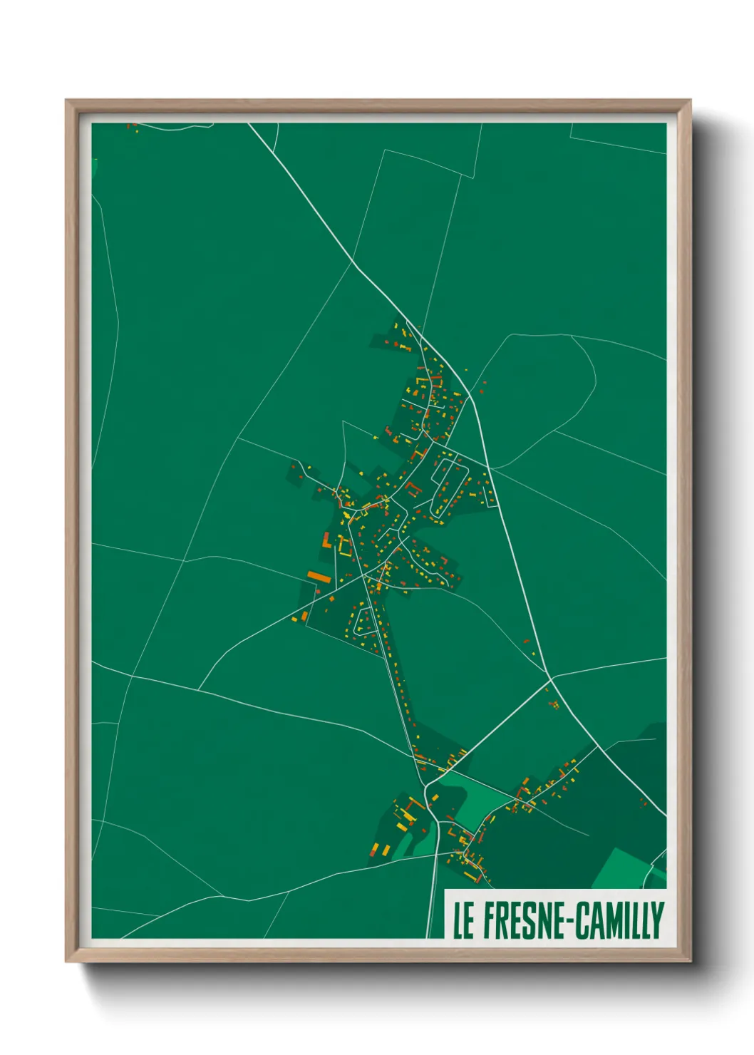Une affiche de carte sur Le Fresne-Camilly