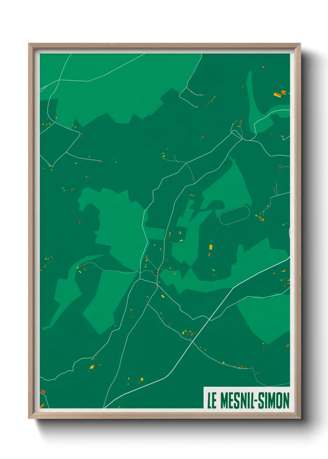 Une affiche de carte sur Le Mesnil-Simon