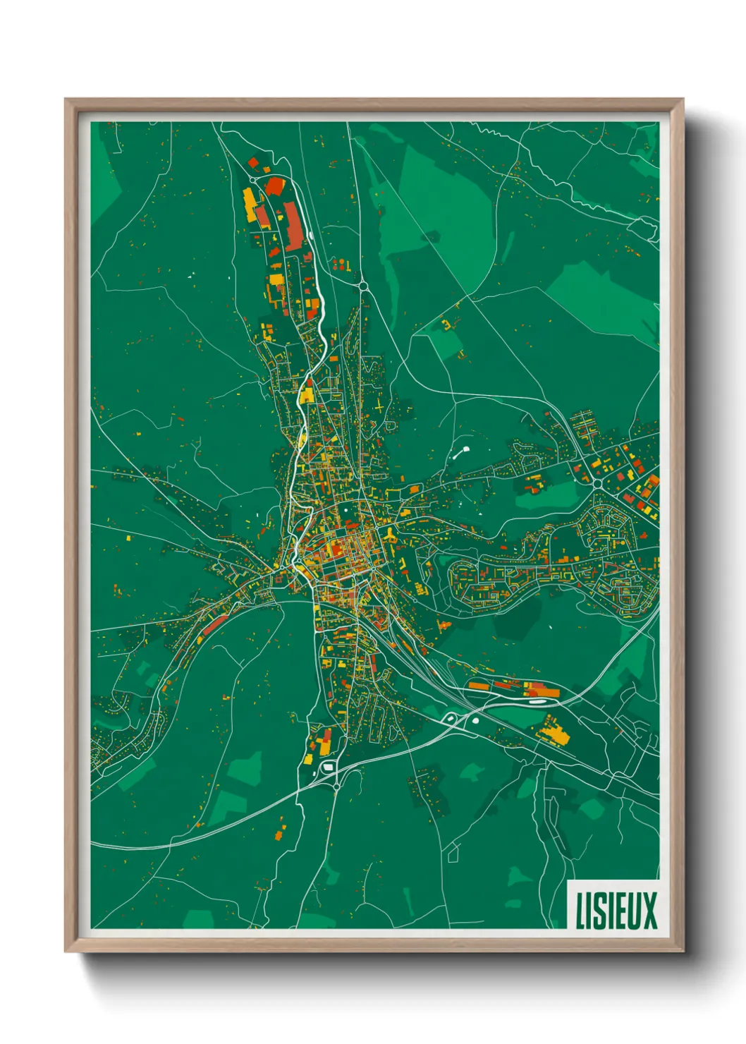 Une affiche de carte sur Lisieux