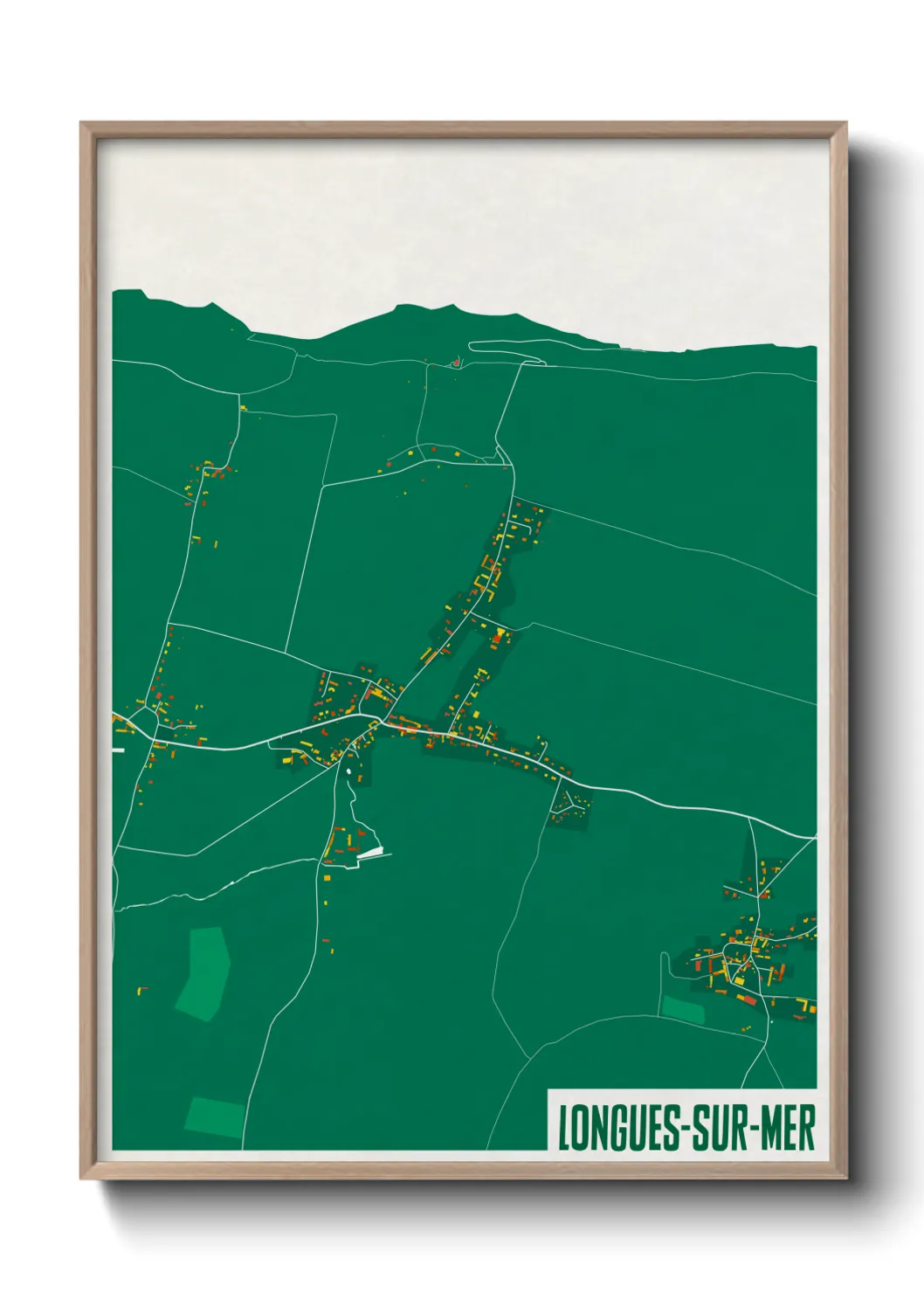 Une affiche de carte sur Longues-sur-Mer