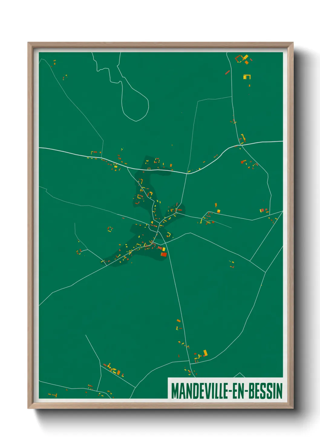 Une affiche de carte sur Mandeville-en-Bessin