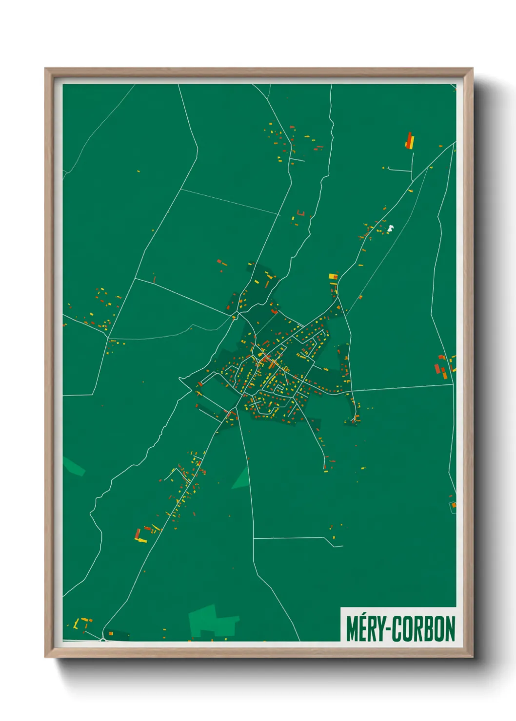 Une affiche de carte sur Méry-Corbon