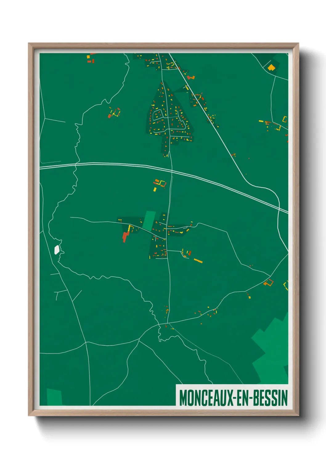 Une affiche de carte sur Monceaux-en-Bessin