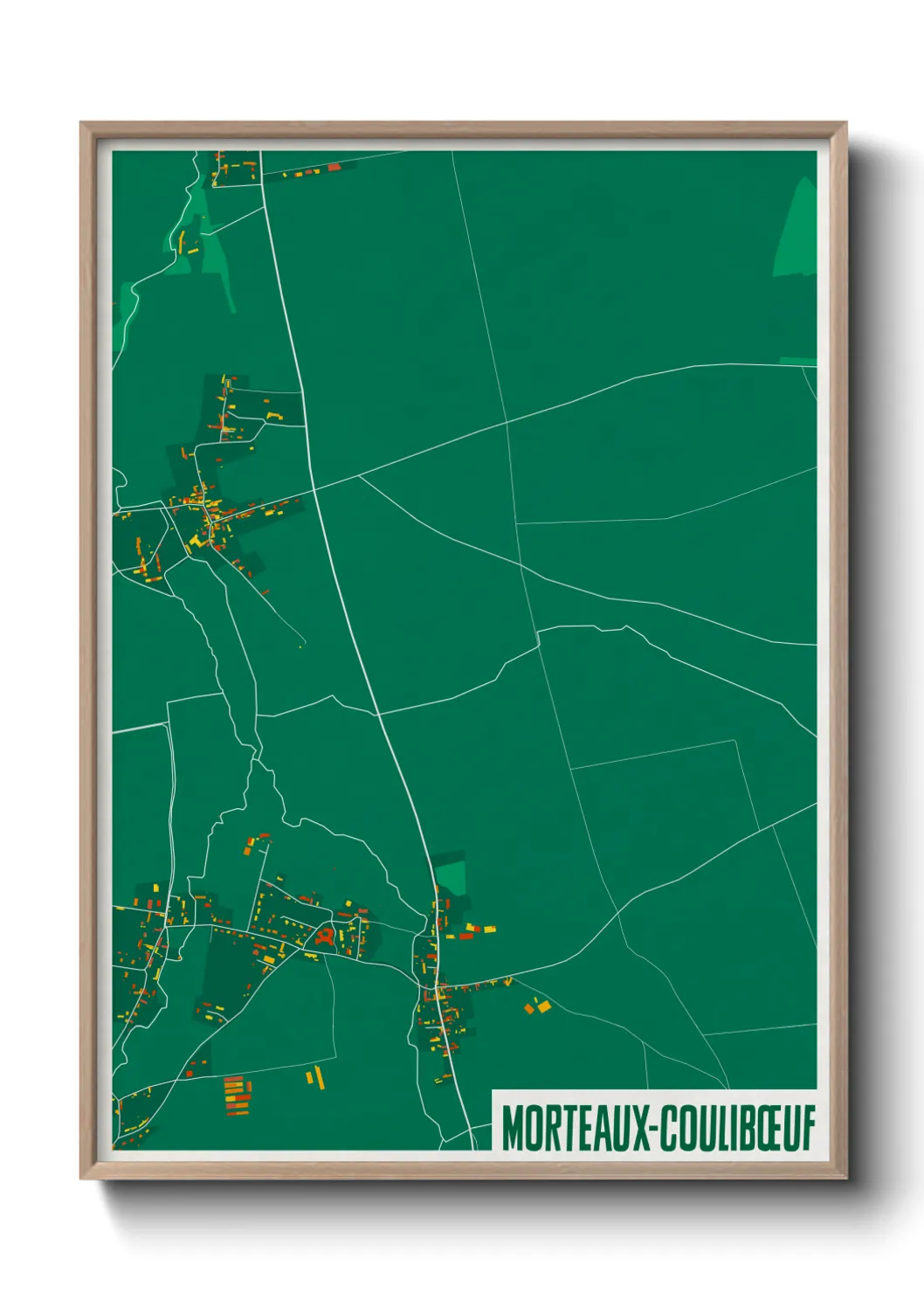 Une affiche de carte sur Morteaux-Coulibœuf