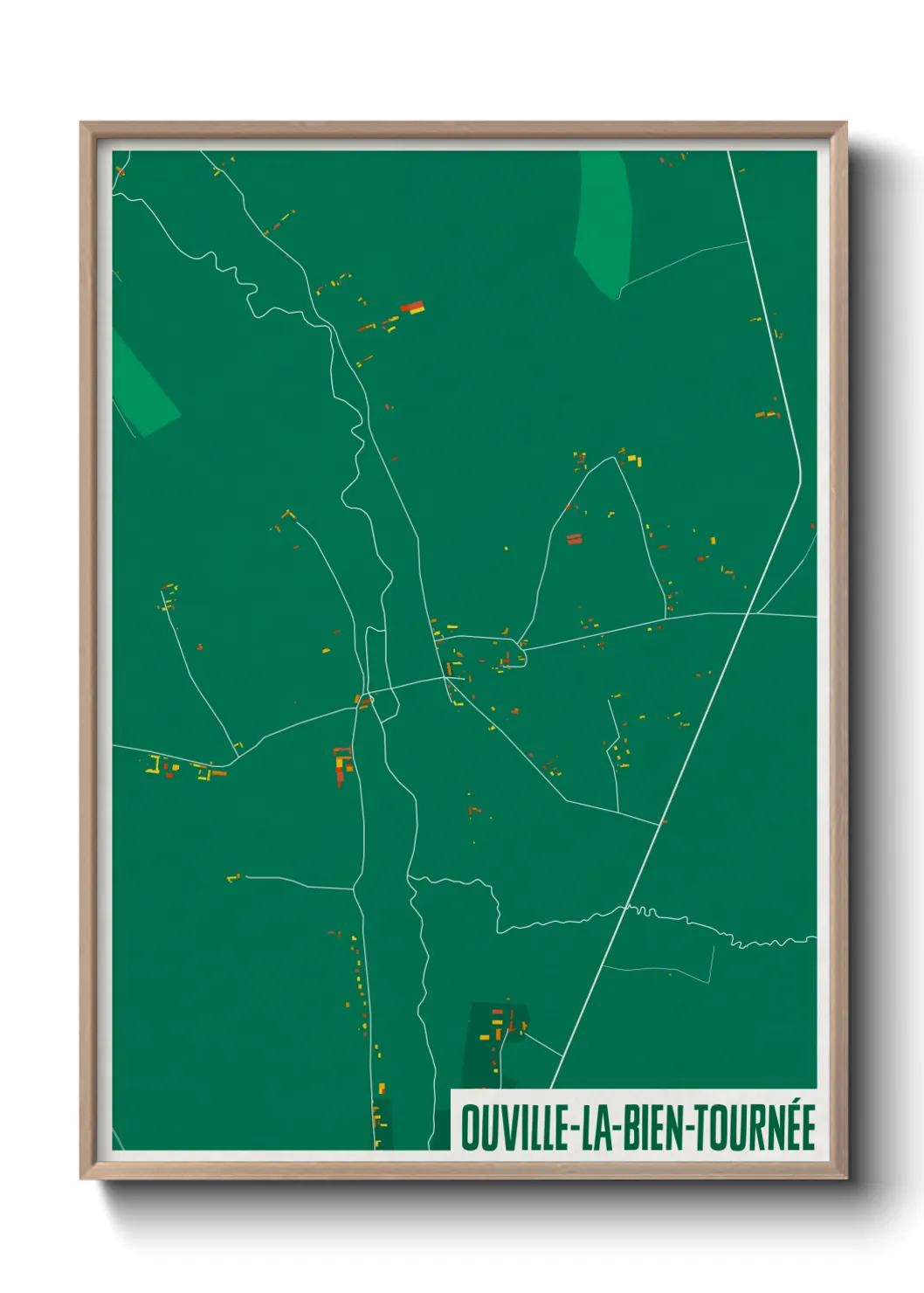 Une affiche de carte sur Ouville-la-Bien-Tournée