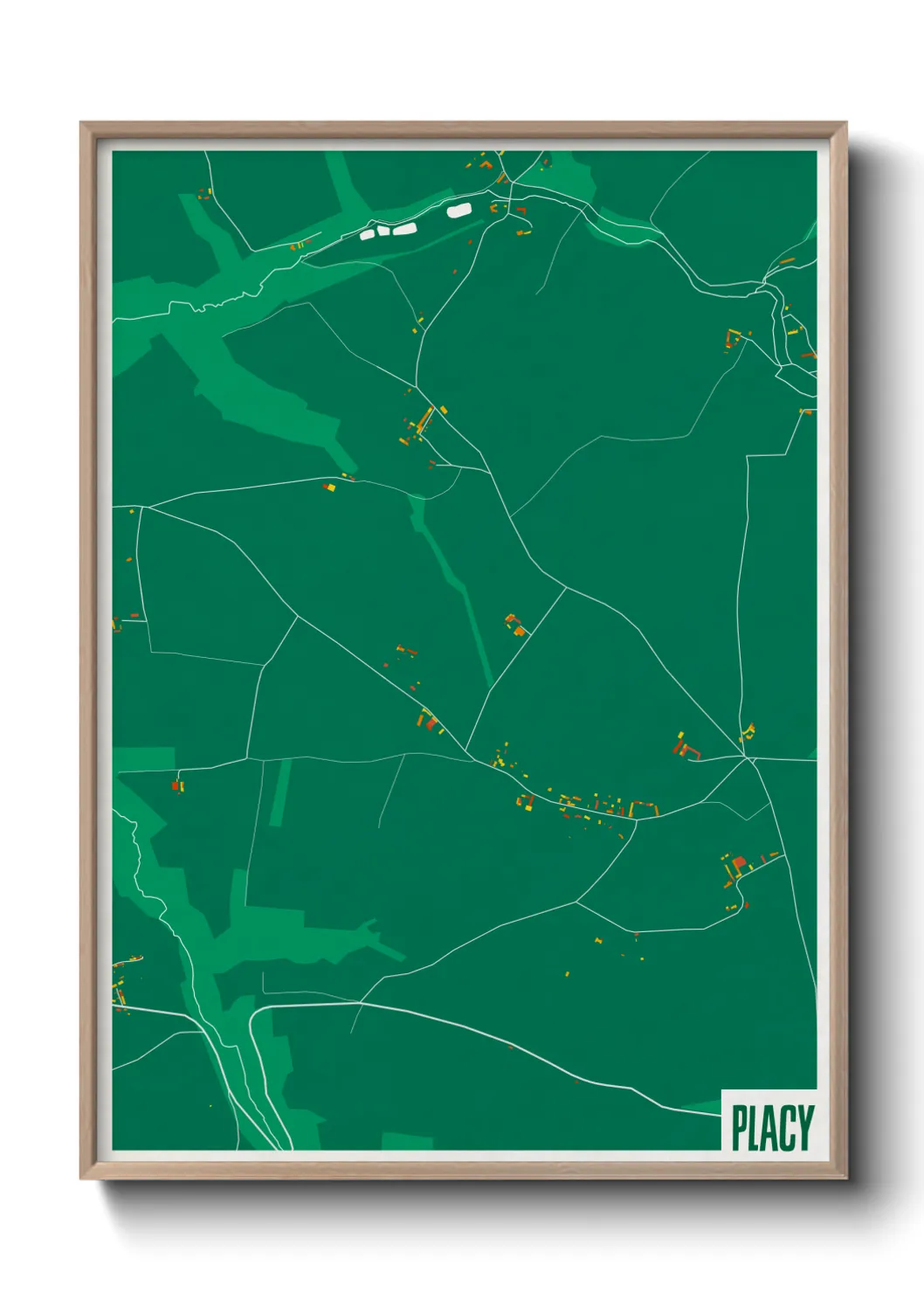 Une affiche de carte sur Placy